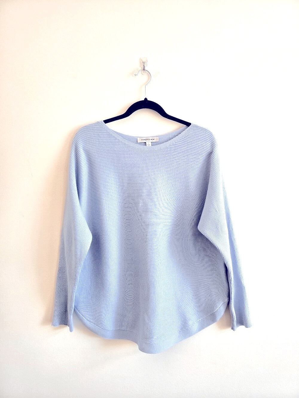 FOREVER NEW (EVERNEW) | S Oversized Ribbed Tulip Hem Sweater | baby blue
